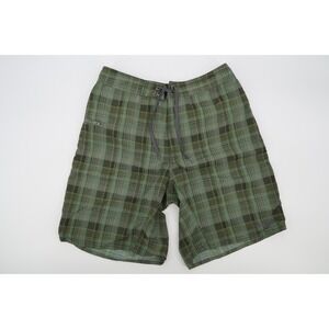 Patagonia Men's 32 Wavefarer Board Shorts Swim Green‎ Plaid Nylon Surf